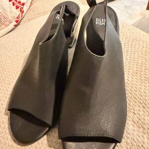 Eileen Fisher Black Open-Toe Mules